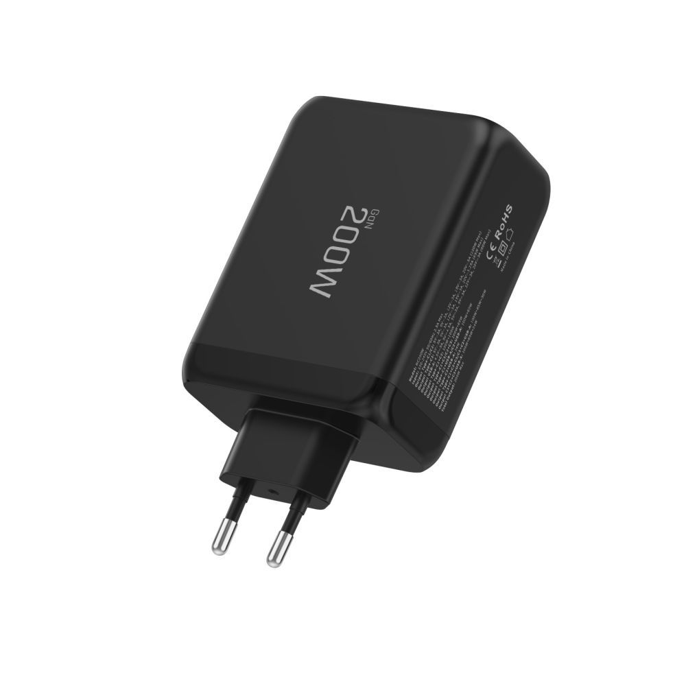Tech-Protect NC200W-GAN netværksoplader, 200W, 5A, 1 x USB-A - 3 x USB-C, Sort