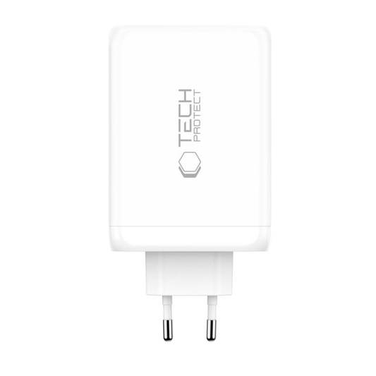 Netværksoplader Tech-Protect NC240W-GAN, 240W, 5A, 1 x USB-A - 3 x USB-C, Hvid
