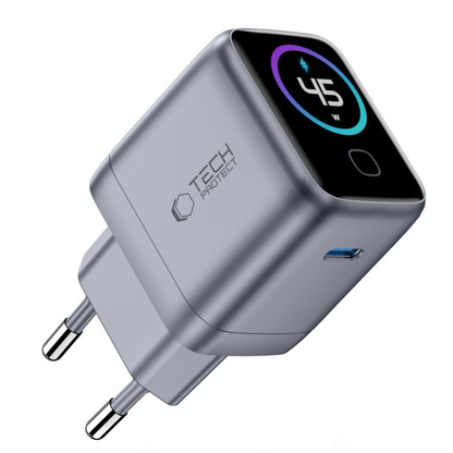 Tech-Protect NC45W Display netadapter, 45W, 3A, 1 x USB-C, grå