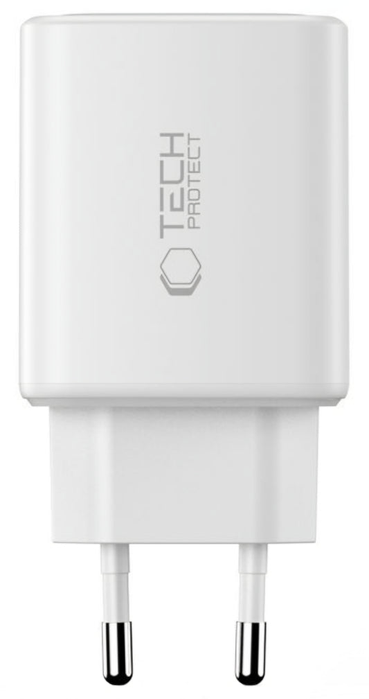 Netværksoplader Tech-Protect NCA65W, 65W, 3A, 1 x USB-A - 2 x USB-C, Hvid