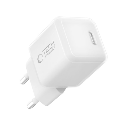 Tech-Protect NCM25 Netoplader, 25W, 3A, 1 x USB-C, Hvid