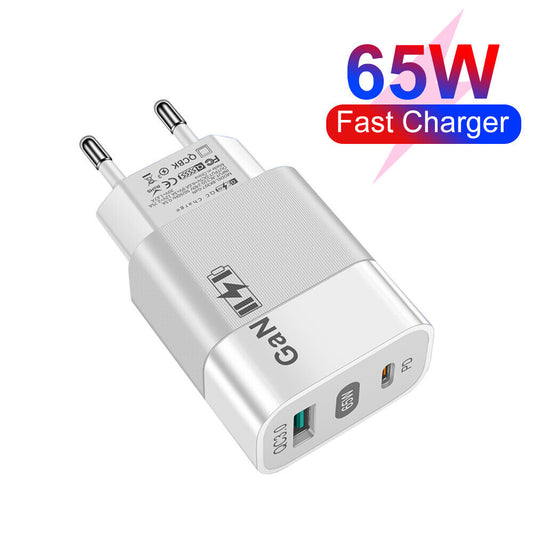 Netværksoplader Techsuit CHPD131, 65W, 3.25A, 1 x USB-A - 1 x USB-C, Hvid