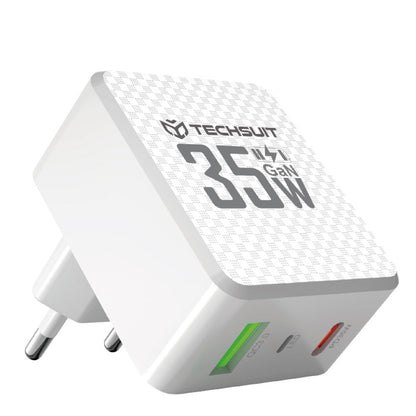 Netværksoplader Techsuit CHPD173 Tiny, 35W, 3A, 1 x USB-A - 1 x USB-C, Hvid