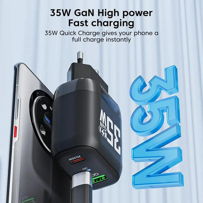 Netværksoplader Techsuit CHPD174, 35W, 3A, 1 x USB-A - 1 x USB-C, Sort