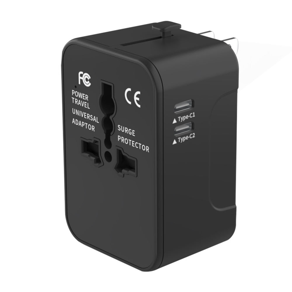 Netværksoplader Techsuit HHT202-2C Travel, 15W, 3A, 2 x USB-C, Sort