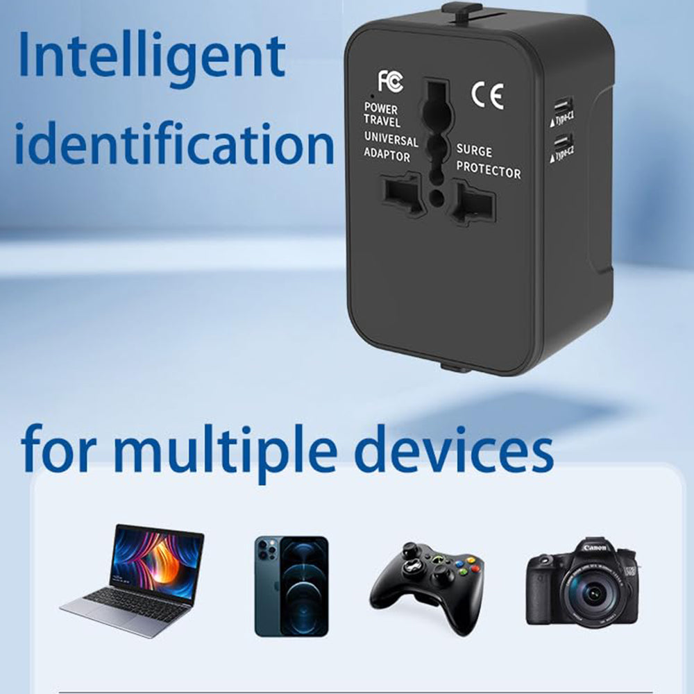 Netværksoplader Techsuit HHT202-2C Travel, 15W, 3A, 2 x USB-C, Sort