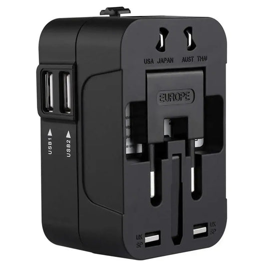 Techsuit HHT202 Travel netværksoplader, 10W, 2A, 2 x USB-A, Sort