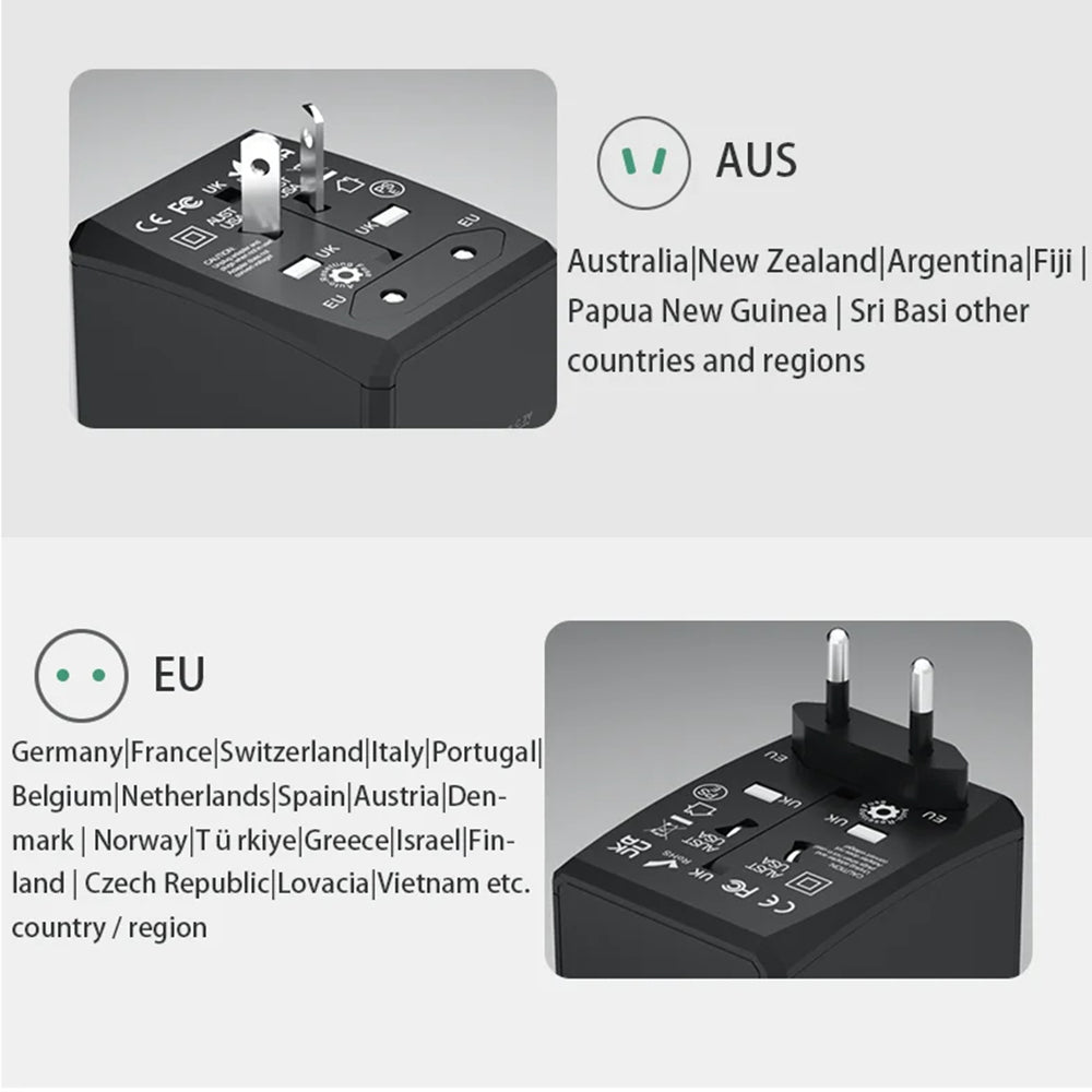Netværksoplader Techsuit HHT203A Travel, 20W, 3A, 2 x USB-A - 2 x USB-C, Hvid