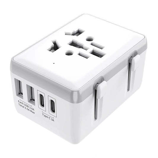 Netværksoplader Techsuit HHt204A Travel, 15W, 3A, 2 x USB-A - 2 x USB-C, Hvid