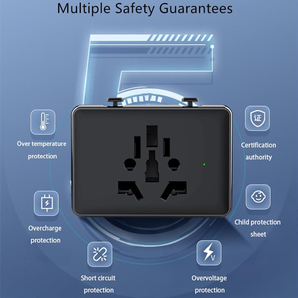 Netværksoplader Techsuit HHt204A Travel, 15W, 3A, 2 x USB-A - 2 x USB-C, Sort