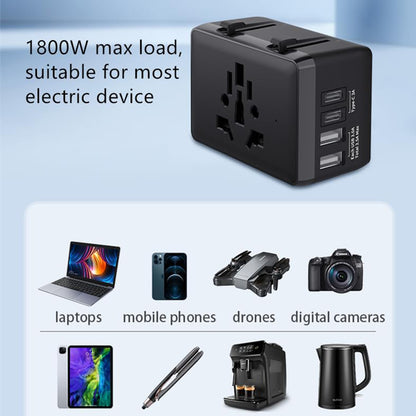 Netværksoplader Techsuit HHt204A Travel, 15W, 3A, 2 x USB-A - 2 x USB-C, Sort