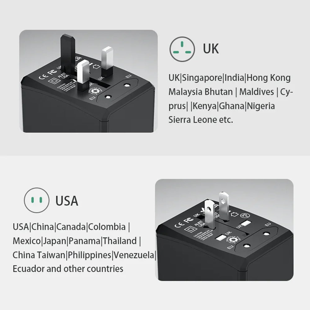 Netværksoplader Techsuit HHt204A Travel, 15W, 3A, 2 x USB-A - 2 x USB-C, Sort