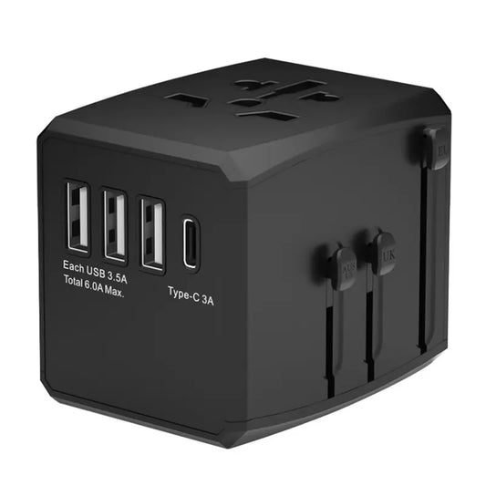 Netværksoplader Techsuit HHT904-B1 Travel, 15W, 3A, 3 x USB-A - 1 x USB-C, Sort