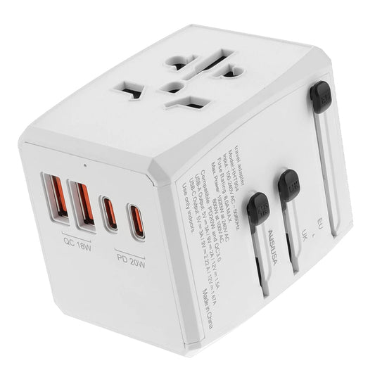 Netværksoplader Techsuit HHT904-W2 Travel, 20W, 3A, 2 x USB-A - 2 x USB-C, Hvid