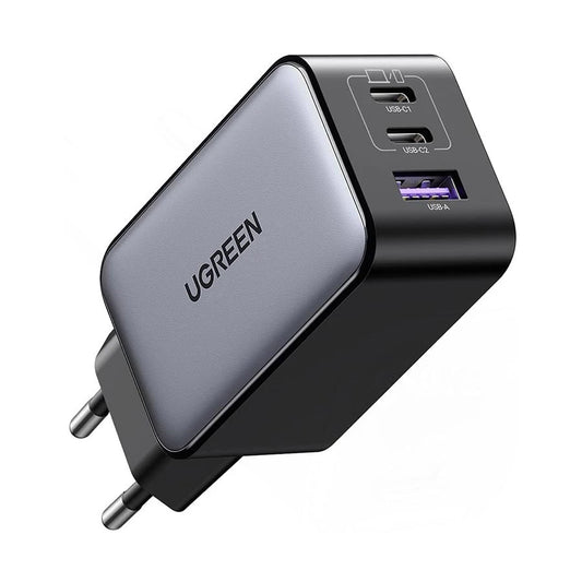 UGREEN CD244 netadapter (10335), 65W, 3A, 1 x USB-A - 2 x USB-C, Grå