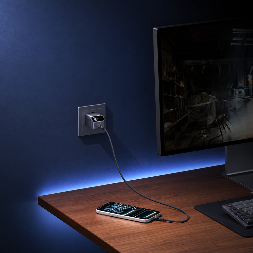 UGREEN Nexode Pro X740 (25419B) netoplader med display, 45 W, 3 A, 1 x USB-C, grå