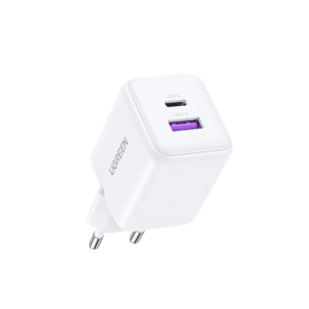 UGREEN X516 Netværksoplader, 30W, 3A, 1 x USB-A - 1 x USB-C, Hvid