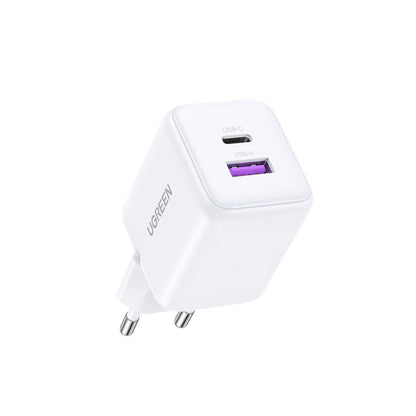 UGREEN X516 Netværksoplader, 30W, 3A, 1 x USB-A - 1 x USB-C, Hvid