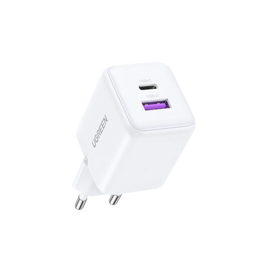 UGREEN X516 Netværksoplader, 30W, 3A, 1 x USB-A - 1 x USB-C, Hvid