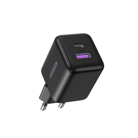 UGREEN X516 Netværksoplader, 30W, 3A, 1 x USB-A - 1 x USB-C, Sort