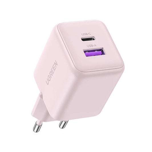 UGREEN X516 Netværksoplader, 30W, 3A, 1 x USB-A - 1 x USB-C, Pink
