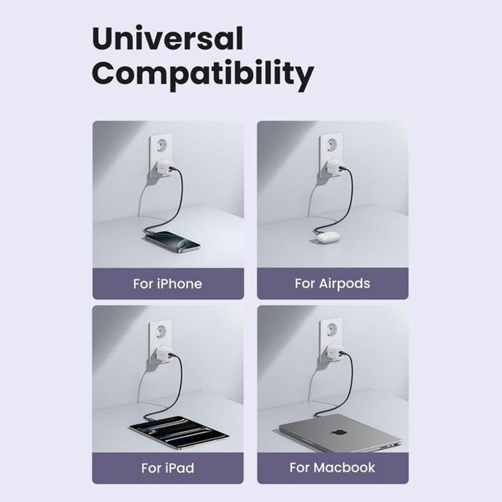 UGREEN X516 Netværksoplader, 30W, 3A, 1 x USB-A - 1 x USB-C, Grå