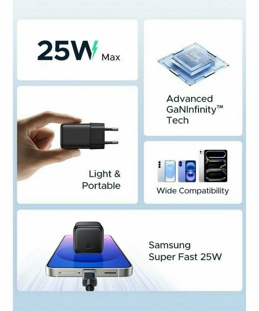 UGREEN X517 Netværksoplader, 25W, 3A, 1 x USB-C, Sort