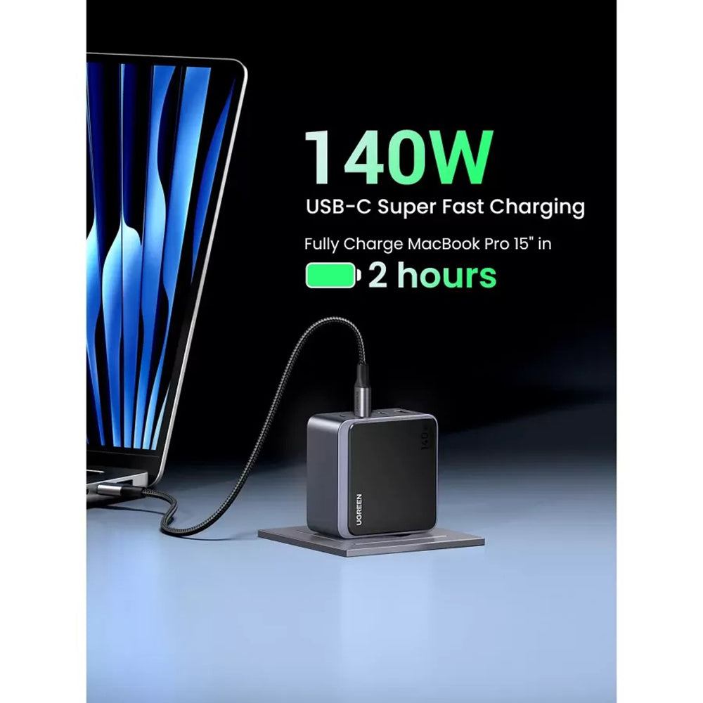 UGREEN X570 Nexode S netværksoplader, 140W, 5A, 1 x USB-A - 3 x USB-C, Grå