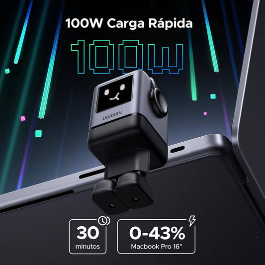 UGREEN X688 Uno netværksoplader, 100W, 5A, 1 x USB-A - 3 x USB-C, Sort
