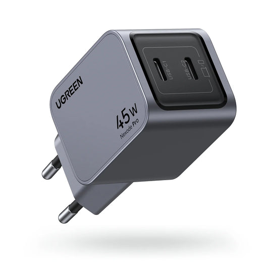 Netværksoplader UGREEN X707 Nexode Pro, 45W, 3A, 2 x USB-C, grå 