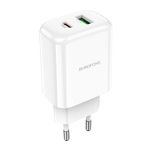 Borofone BBN4 Potential netværksoplader, 20W, 3A, 1 x USB-A - 1 x USB-C, Hvid