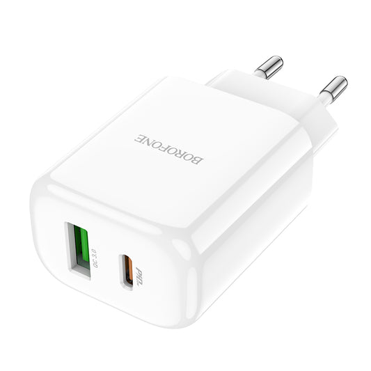 Borofone BBN4 Potential netværksoplader, 20W, 3A, 1 x USB-A - 1 x USB-C, Hvid