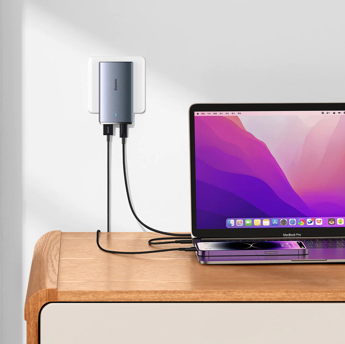 Baseus GaN5 Pro Ultra Slim, 65W, 3.25A, 1 x USB-C, 1 x USB-C, Grey CCGP150113 