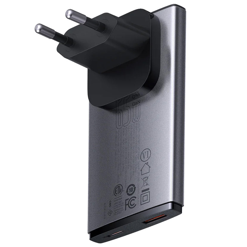 Baseus GaN5 Pro Ultra Slim, 65W, 3.25A, 1 x USB-C, 1 x USB-C, Grey CCGP150113 