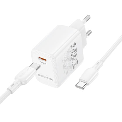 Netværksoplader med USB-C kabel Borofone BN28 Fuente, 30W, 3A, 1 x USB-C, Hvid