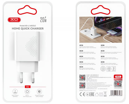 USB-C Network Charger XO Design L160, 20W, 3A, 1 x USB-C, White