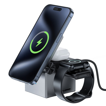 Trådløs Netværksoplader Acefast E18 Rubik's Cube 3in1, 23W, 1.67A, Grå