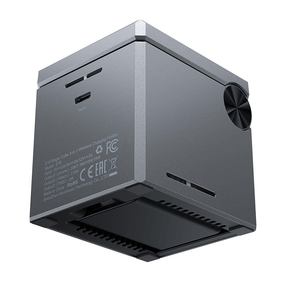 Trådløs Netværksoplader Acefast E18 Rubik's Cube 3in1, 23W, 1.67A, Grå