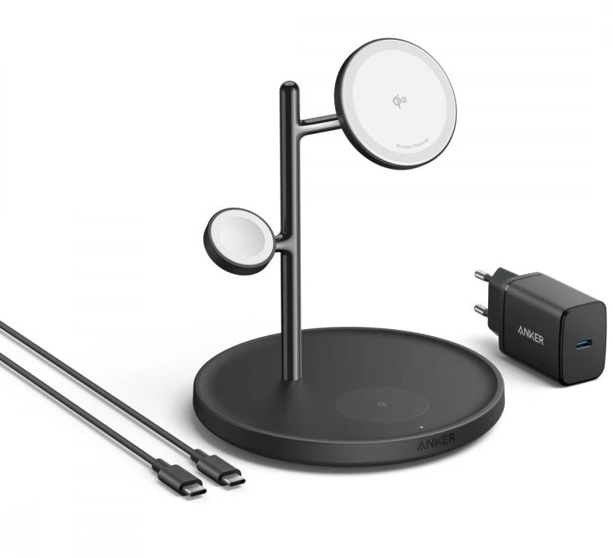 Trådløs Netværksoplader Anker MagGo 3in1, 25W, 1.67A, Sort B25M3311