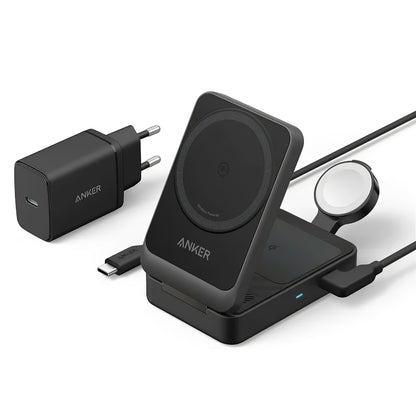 Anker MagGo 3in1 trådløs netværksoplader, 15W, 1.67A, Sort, Genforseglet B2557311