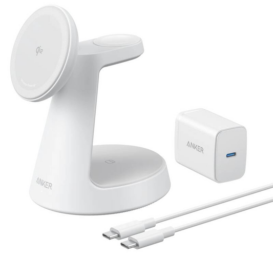 Anker MagGo 3i1 trådløs netoplader, 15W, 1,67A, hvid B25M4G21