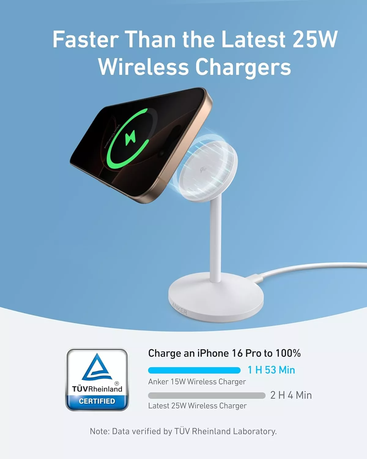 Anker MagGo Stand Wireless Network Charger, 15W, 1.67A, White A25X1H21