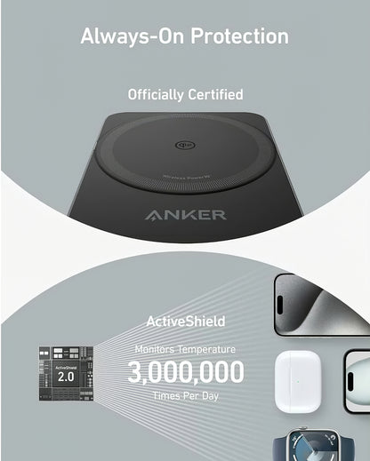 Anker MagGo 3in1 trådløs netværksoplader, 15W, 1.67A, Sort, Genforseglet B2557311