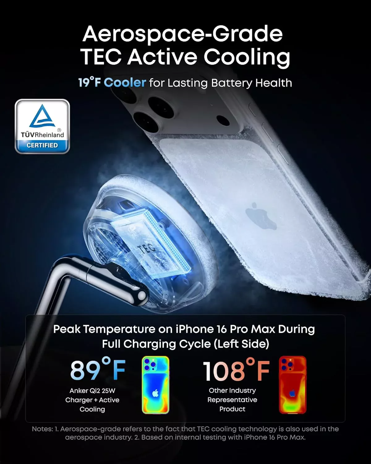Trådløs netværksoplader Anker Prime MagGo AirCool 3in1, 25W, Sort B25X7G11