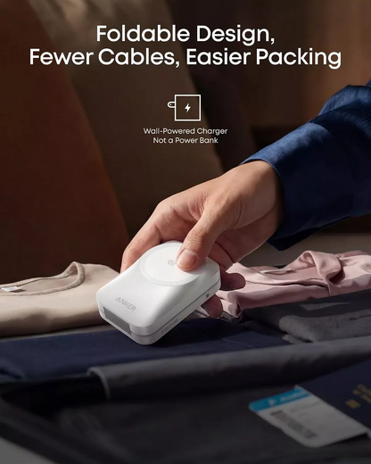 Anker Prime MagGo 3i1 trådløs netoplader, 25W, hvid B25N1G21