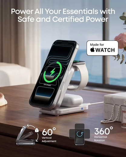 Anker Prime MagGo 3i1 trådløs netoplader, 25W, hvid B25N1G21