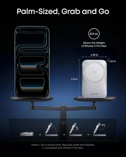 Anker Prime MagGo 3i1 trådløs netoplader, 25W, hvid B25N1G21