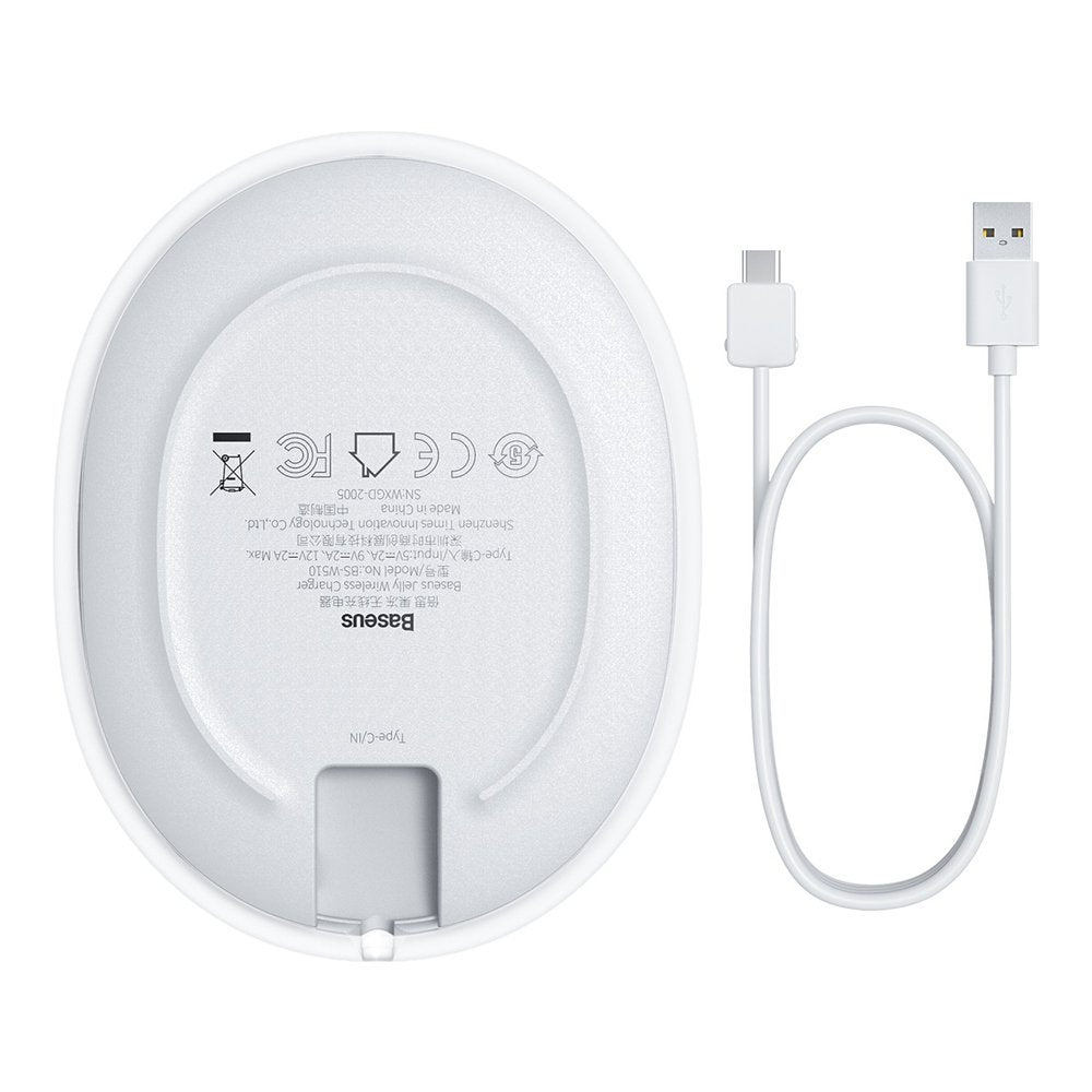 Baseus Jelly trådløs netværksoplader, 15W, 1.67A, Hvid WXGD-02
