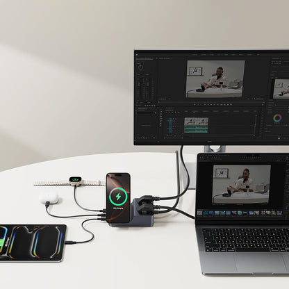 Baseus Nomos ND11 QI 6in1 opladerstation, 67W, 3.35A, 1 x USB-A - 2 x USB-C - 2 x Schuko, Sort P80015804213-00