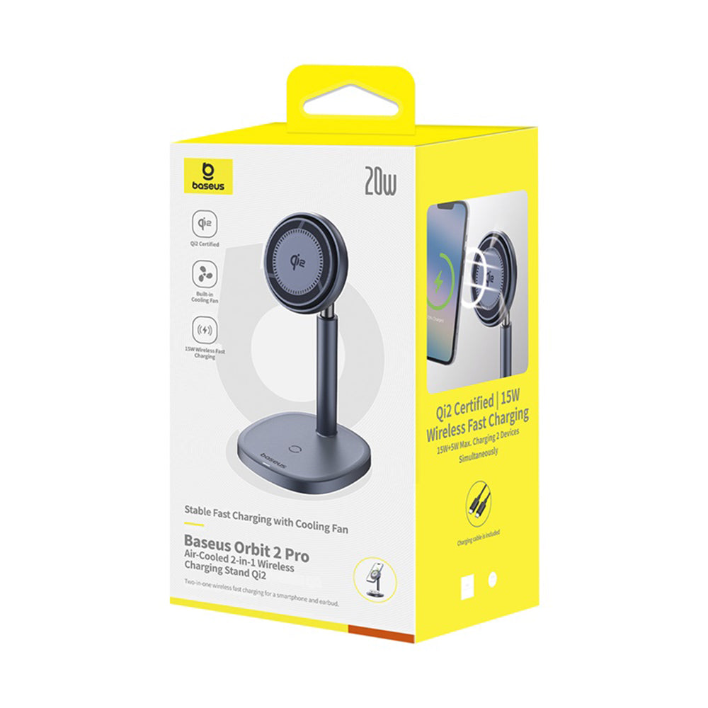 Trådløs Netværksoplader Baseus Orbit 2 Pro 2in1, 20W, 1.67A, Grå P10273500813-00